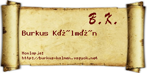 Burkus Kálmán névjegykártya